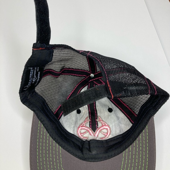 Realtree Pink Embroidered Logo w/Green & Pink Stitching Camouflage Hat for Kids - Picture 7 of 9